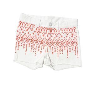 H&M Coral Embroidered White Raw Hem Shorts